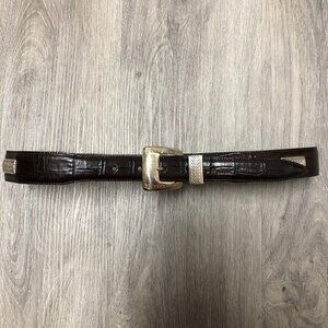 Footjoy Brown Crocodile Embossed Leather Golf Belt Western Size Medium Conchos